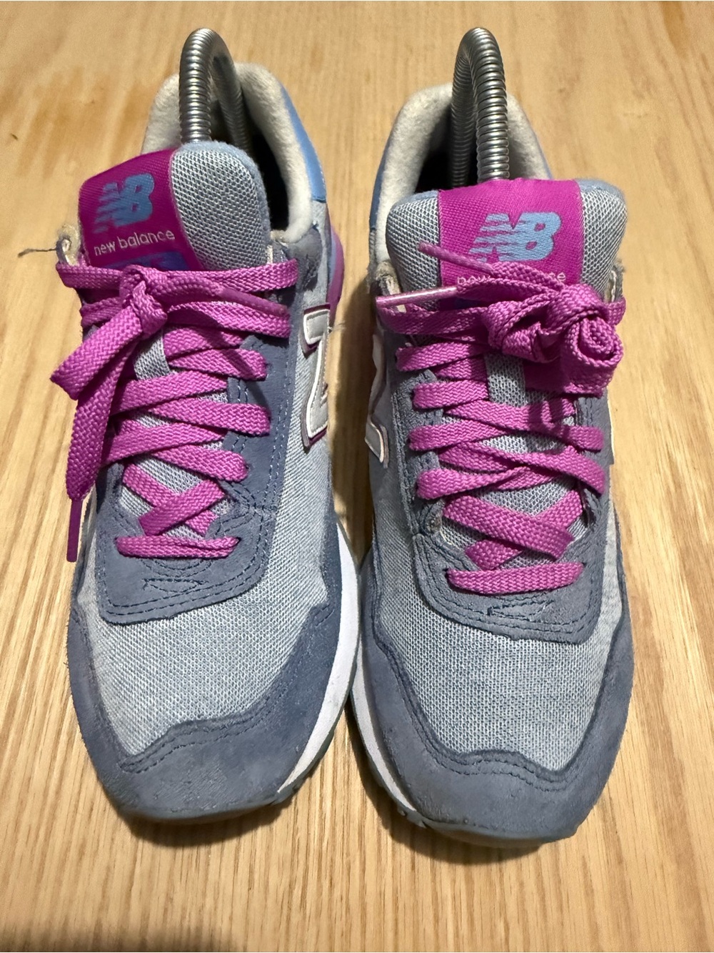 New Balance Women's Gray Sneakers with Pink and Light Blue Accents - Picture 3 of 9